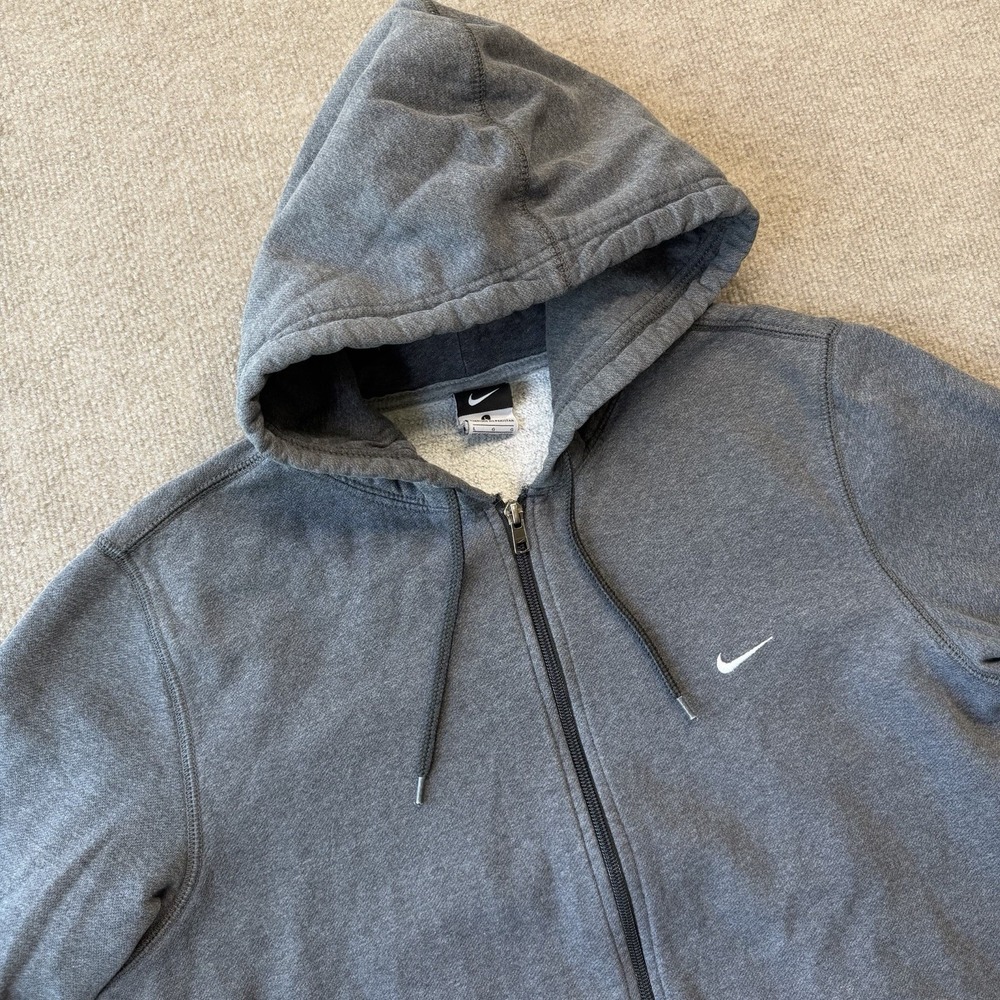 Nike Classic Vintage Full Zip Gray Hoodie Jacket Mens L Pockets Stitched Logo